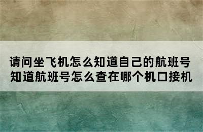 请问坐飞机怎么知道自己的航班号 知道航班号怎么查在哪个机口接机